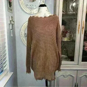 Forever 21 cotton off the shoulder brown tunic knit top